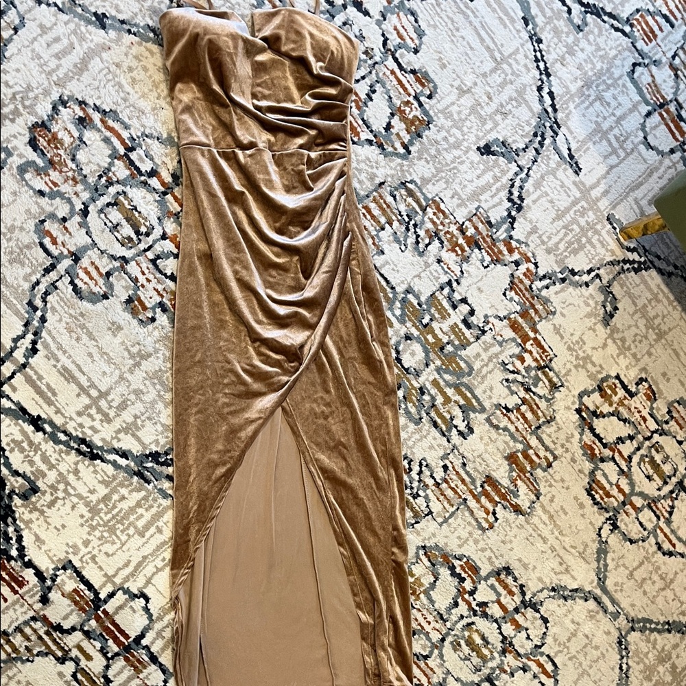 Elegant Gold Velvet Dress